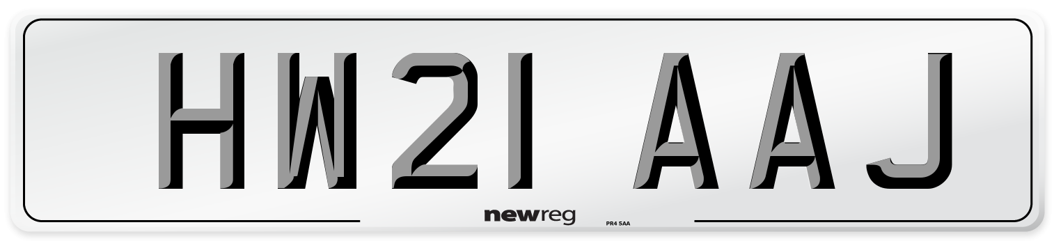 HW21 AAJ Number Plate from New Reg